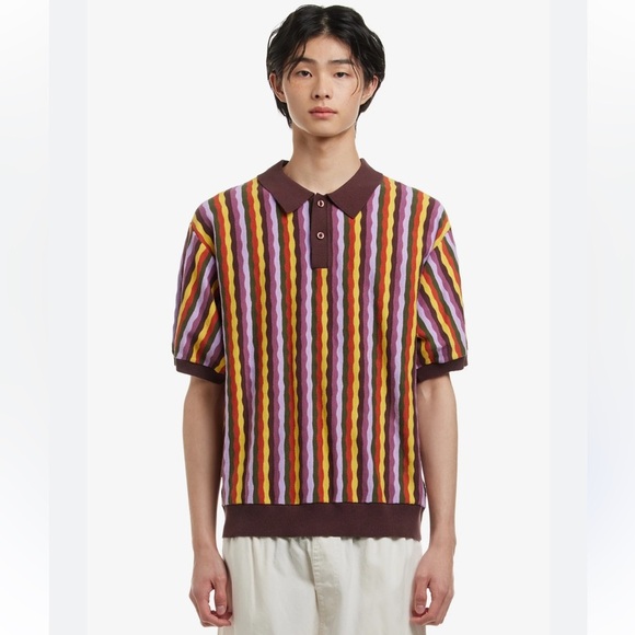 Obey Men's Polo Sweater Surface Multicolor Size Large Shepard Fairey Striped NEW - Picture 1 of 10